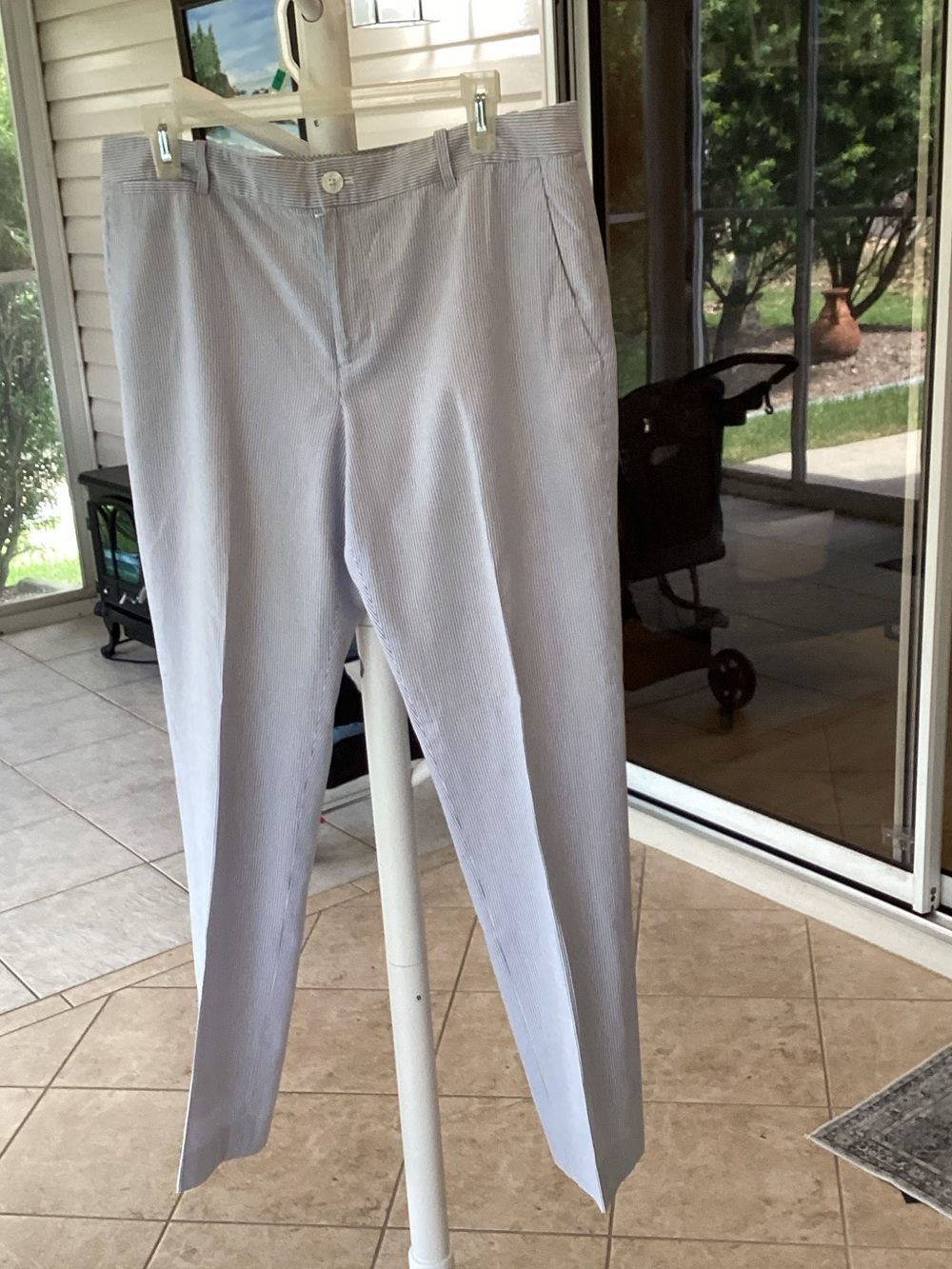 Light Blue Seersucker Chinos for Men - Classic Summer Trousers